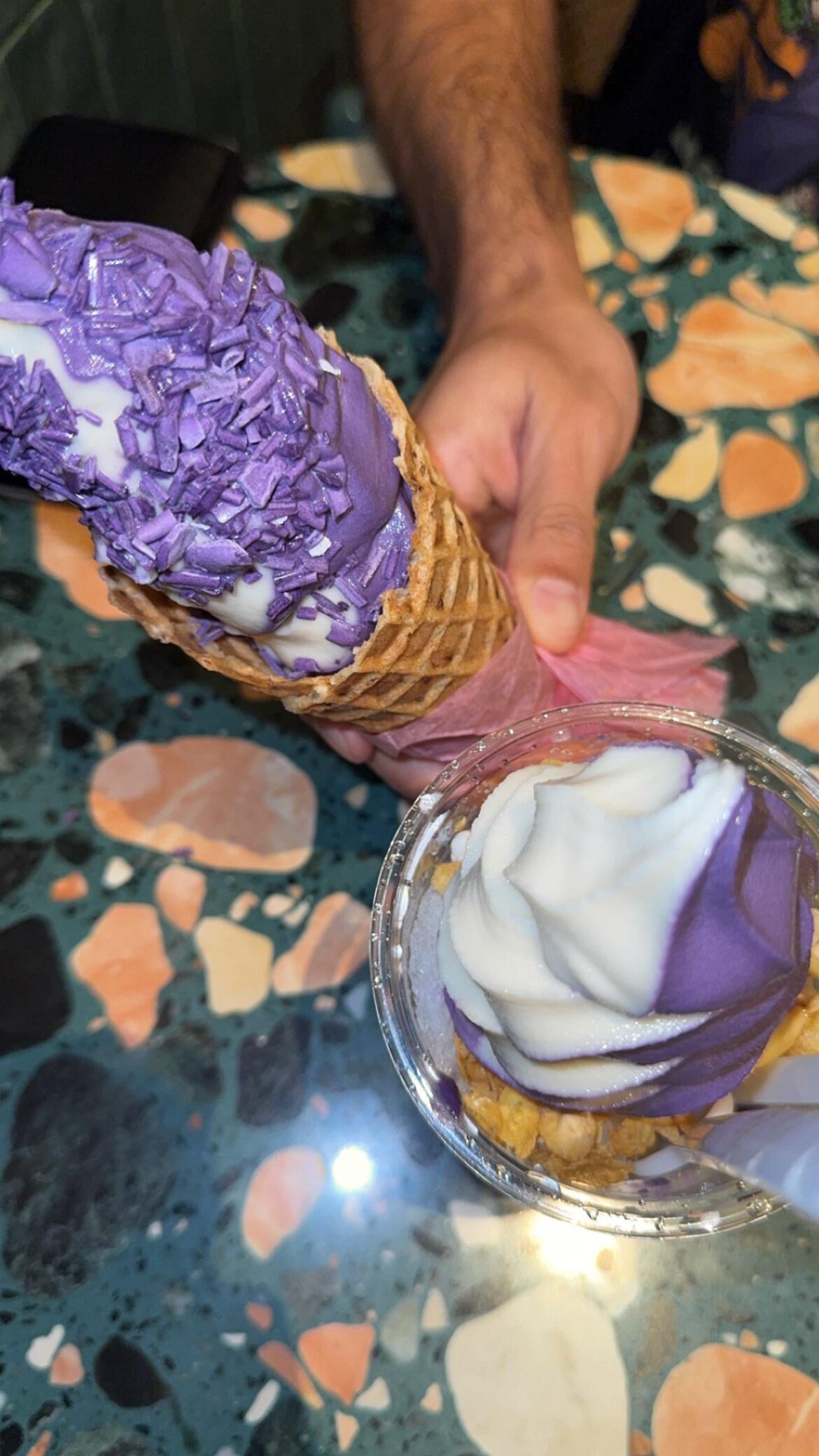 Vegan Ube + Vanilla Soft Serve and Vegan Halo Halo from Sampaguita Ice Cream from Orlando, FL