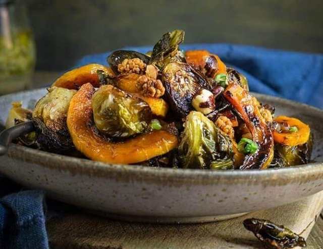 Roasted Brussels Sprouts and Squash Salad With Horseradish Dressing 