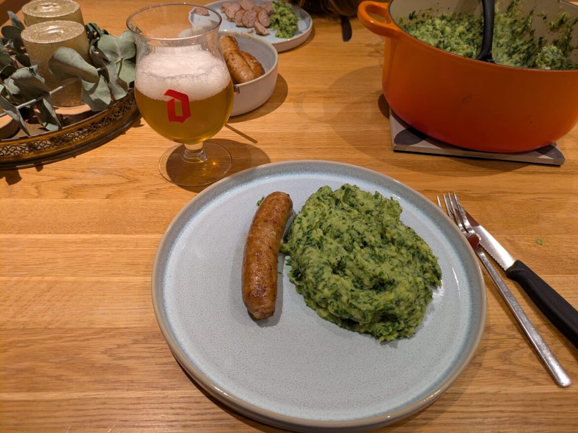 Stoemp: Belgian national dish which is basically mashed potatoes with a kind of vegetable, in this case spinach