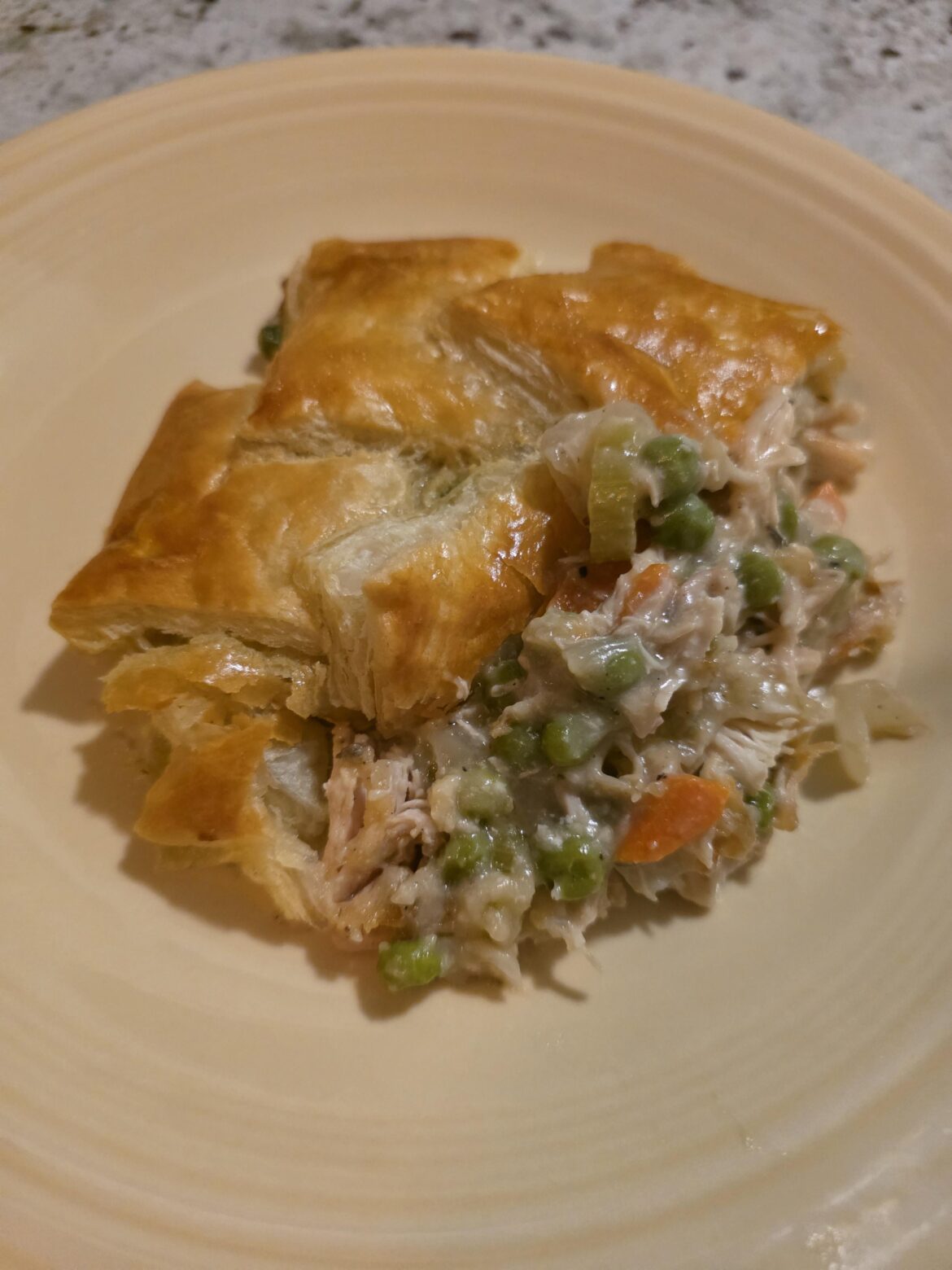Tonight's dinner is also this morning's breakfast. Puff pastry chicken pot pie will now be the only chicken pot pie for me.