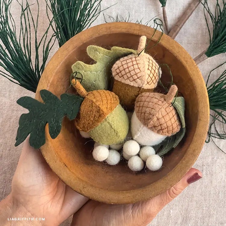 rustic christmas decor felt acorns