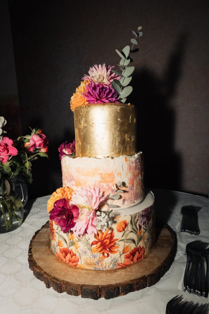 I made our own colorful wedding cake and macarons