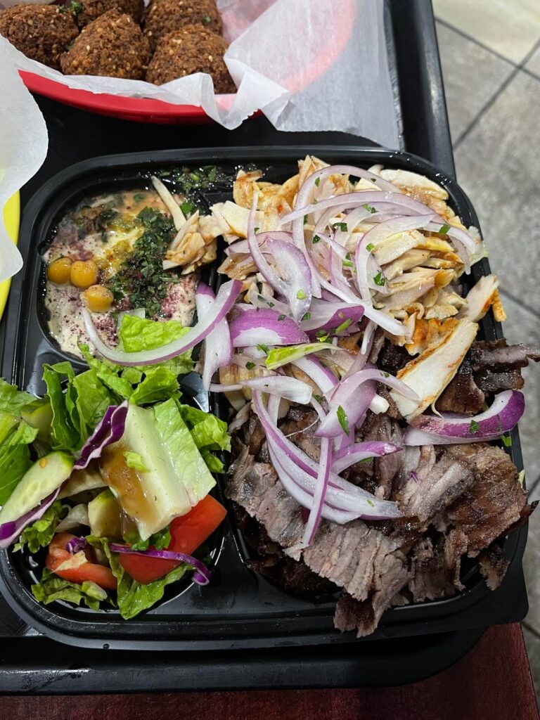 Mixed shawarma plate from Falafel & Grill, Wicker Park