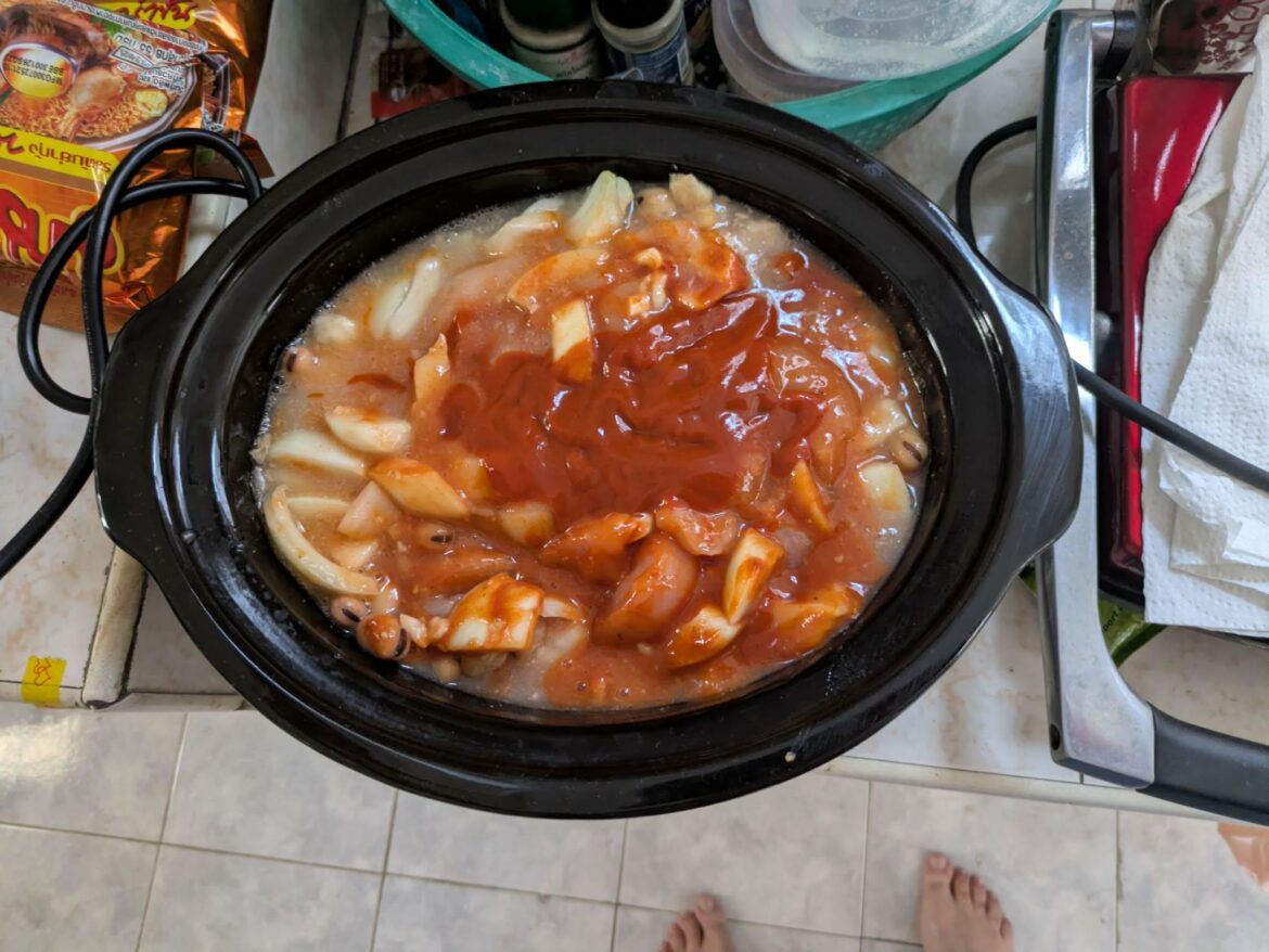 2nd Slow Cooker meal – the result was basically a chicken & bean pasta bake 2nd Slow Cooker meal - the result was basically a chicken & bean pasta bake