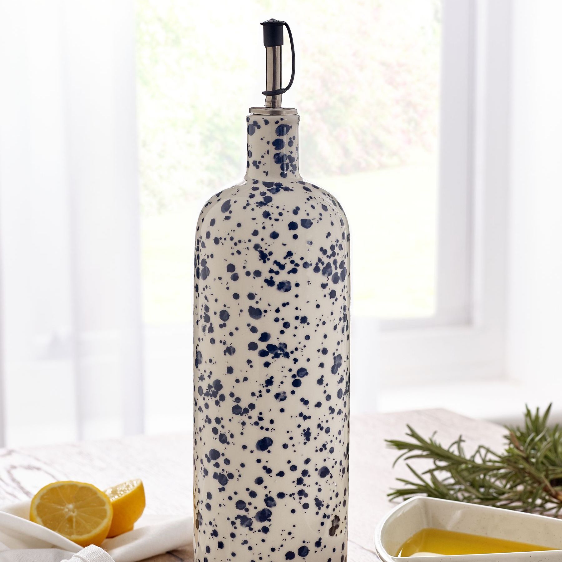 Blue Speckle Large Oil Bottle