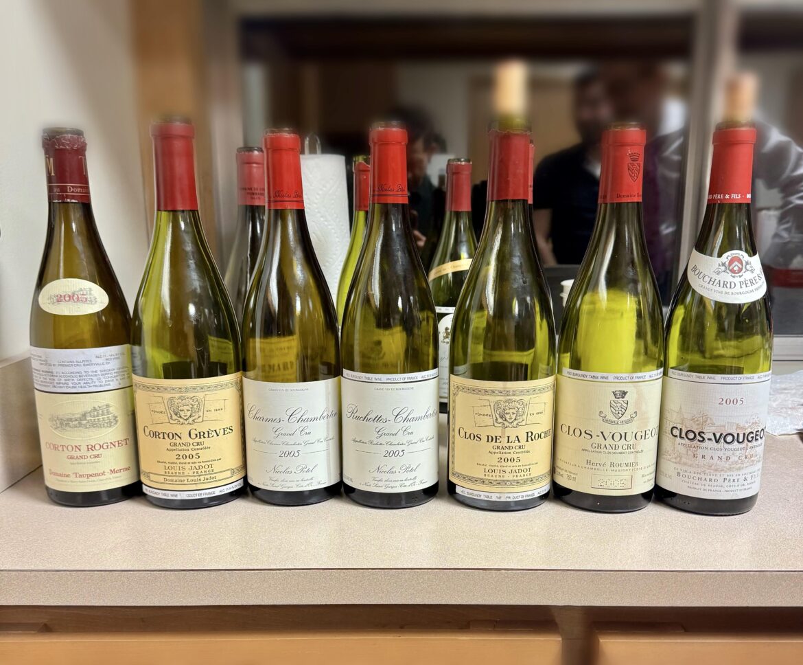 Fun lineup of affordable 2005 Grand Cru red Burg