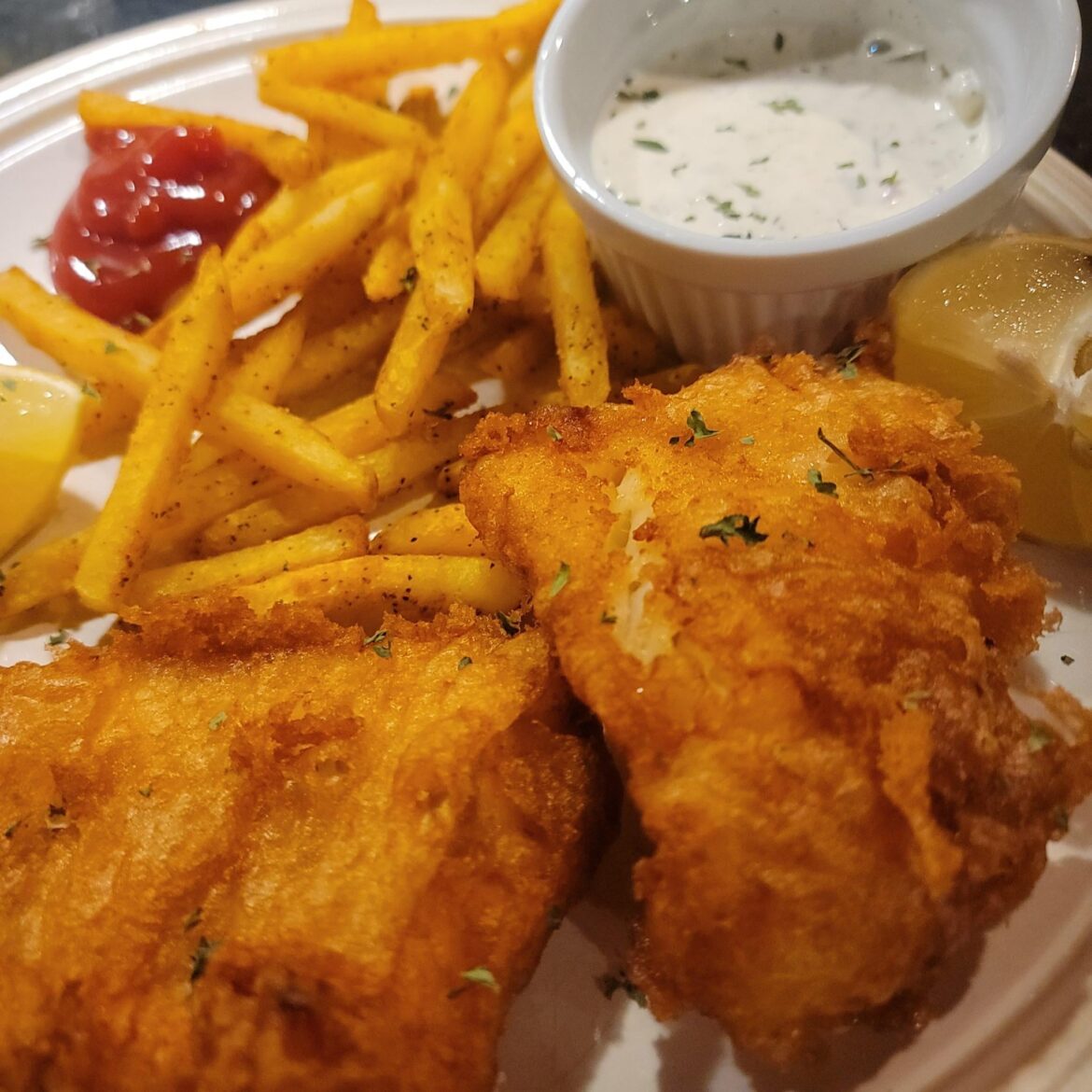 Beer battered fish and chips for the guys tonight with homemade tartar sauce.