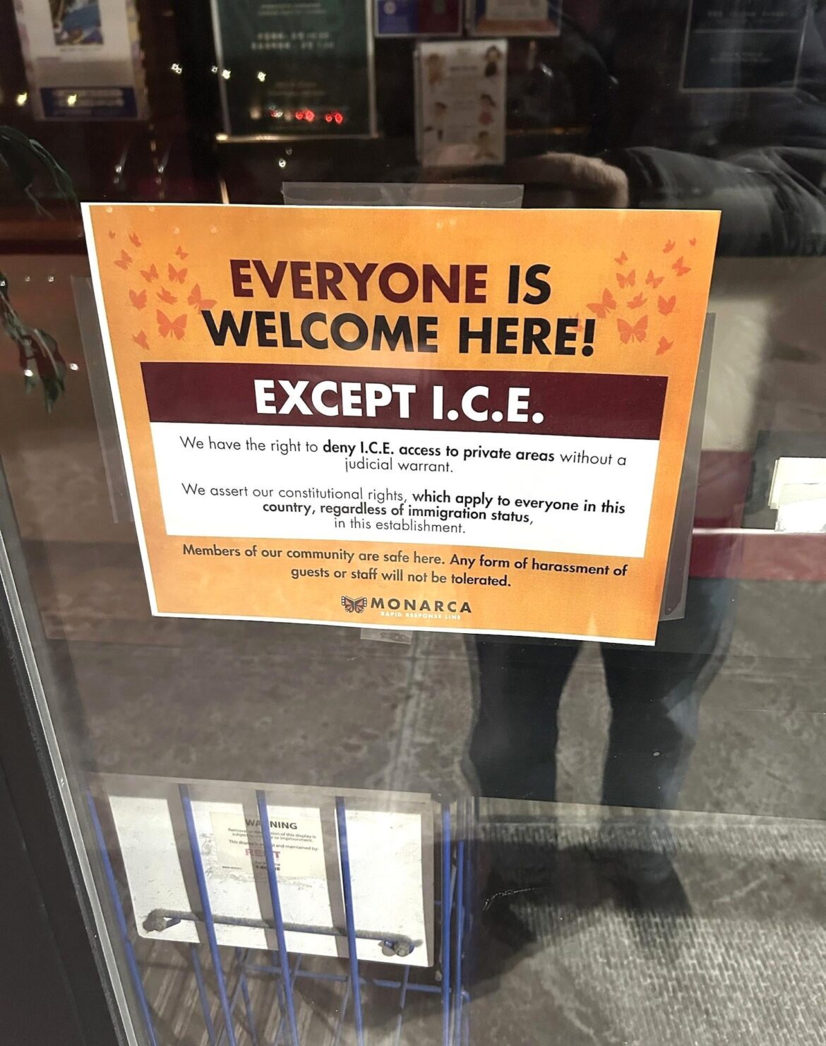 Sign on the door of a local Korean restaurant.