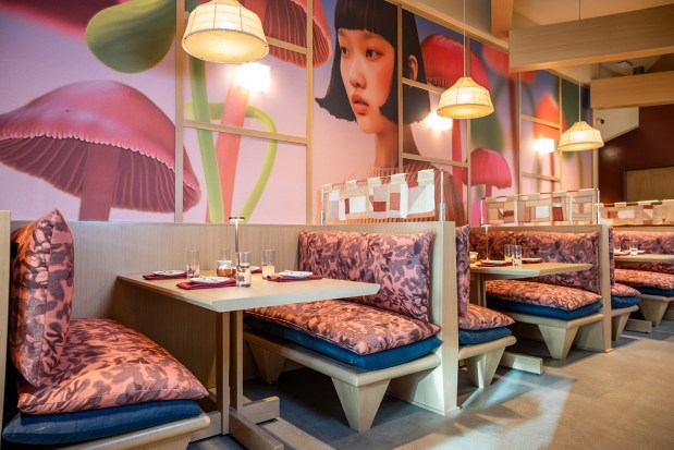 The interior of Katsuya Ko, a new Pan-Asian restaurant that will open in January 2026 at Westfield UTC shopping center. (Katsuya)
