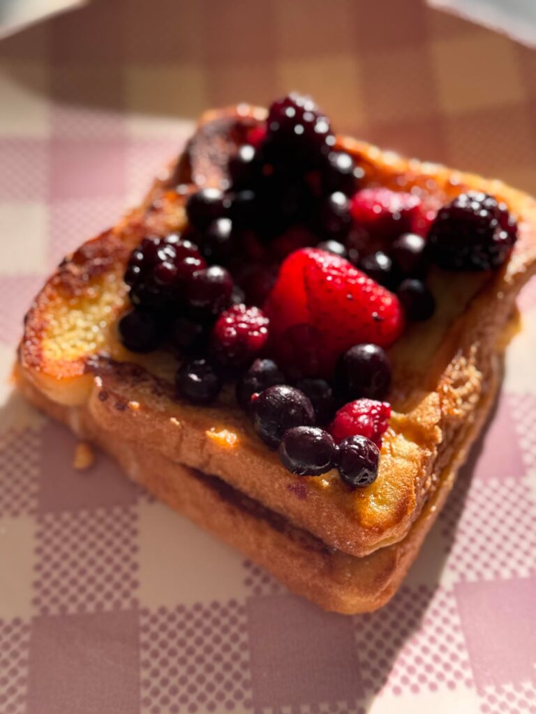 French toast with berries for breakfast today