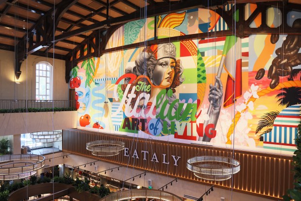 Tristan Eaton's mural "The Italian Art of Living" hangs inside Eataly West Palm Beach, which debuted in early December. (Eataly / Courtesy)