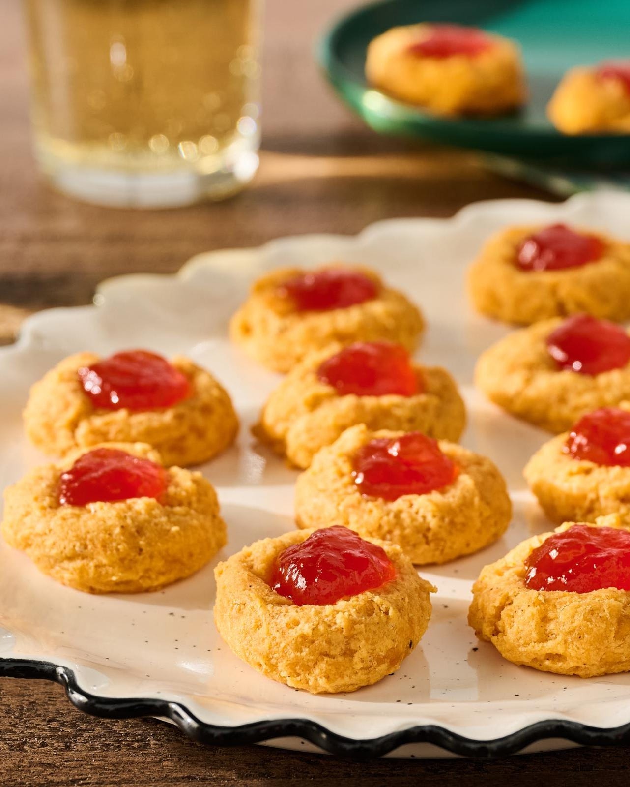 thanksgiving appetizers pimento cheese thumbprint crackers
