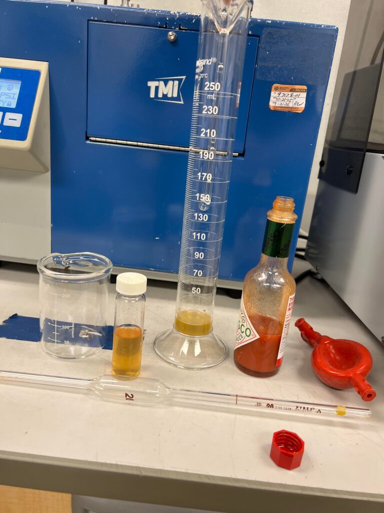Update to my Tabasco separation post. Shook it and settled worse so I used a pipette to extract the vinegar and ran the rest through a centrifuge for further seperation. Creating a batch of ultra thick Tabasco concentrate. It's delicious
