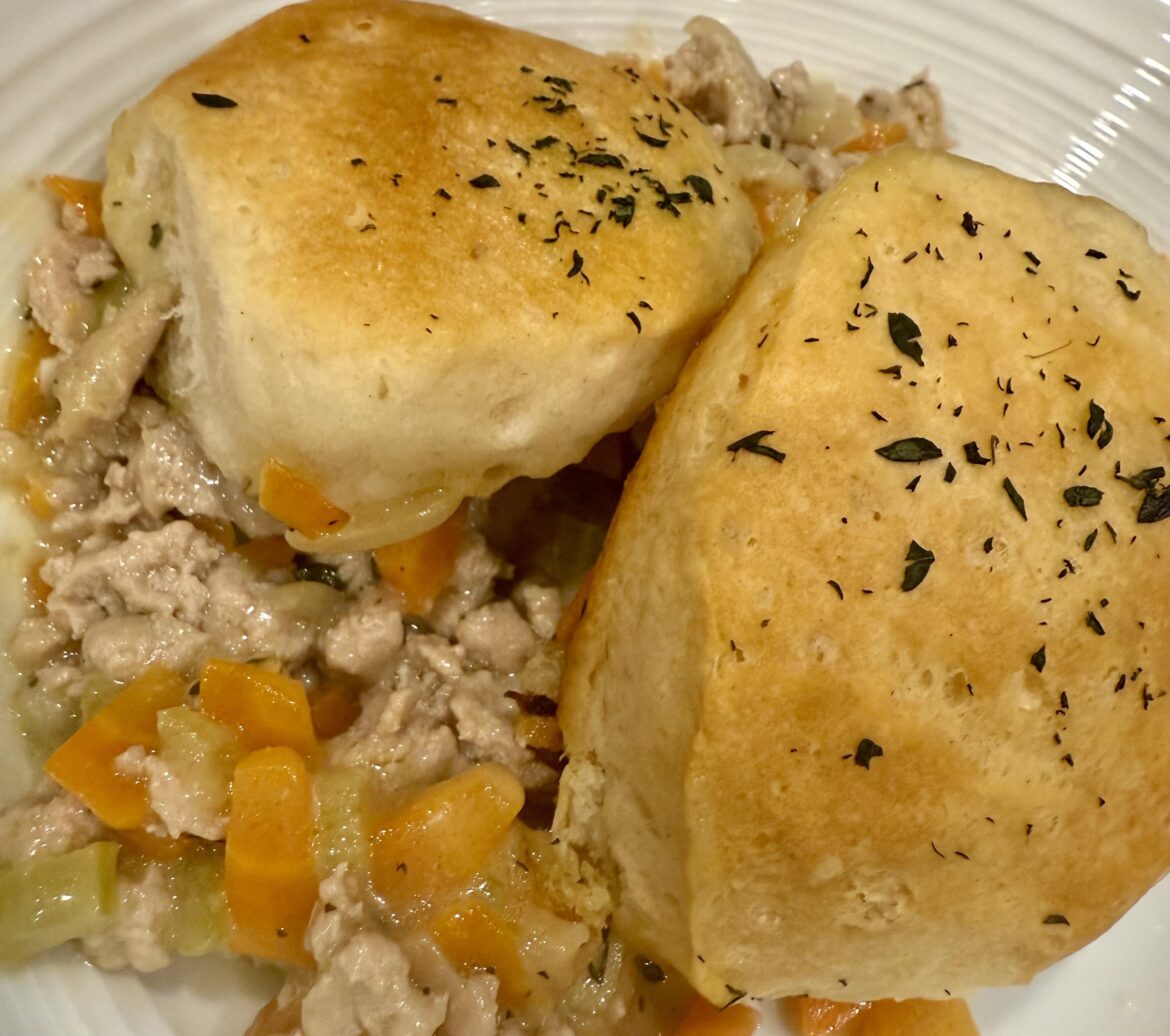 Homestyle turkey and biscuit pot pie