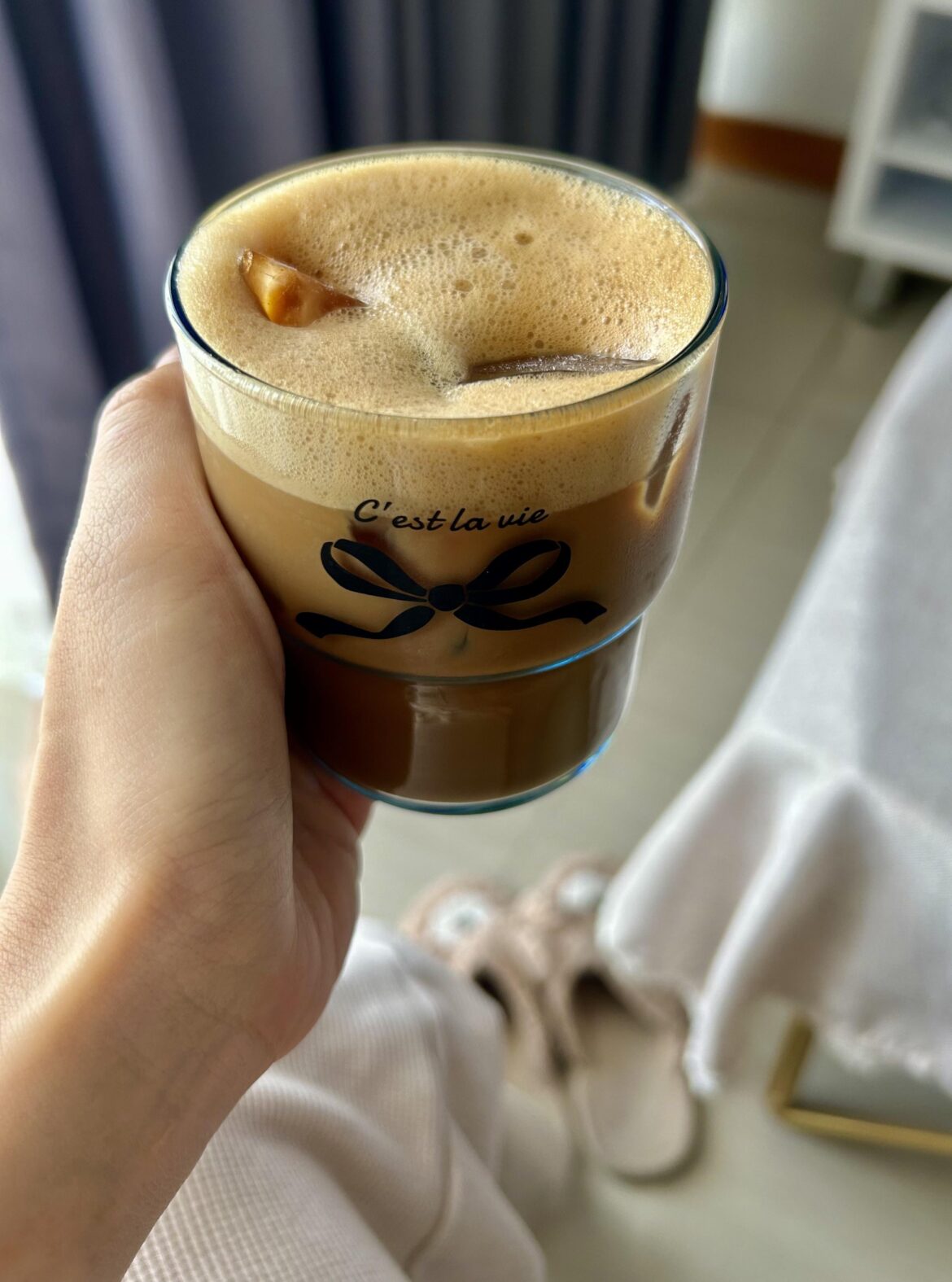 Saigon cà phê sữa đá. Vietnamese iced coffee with milk.