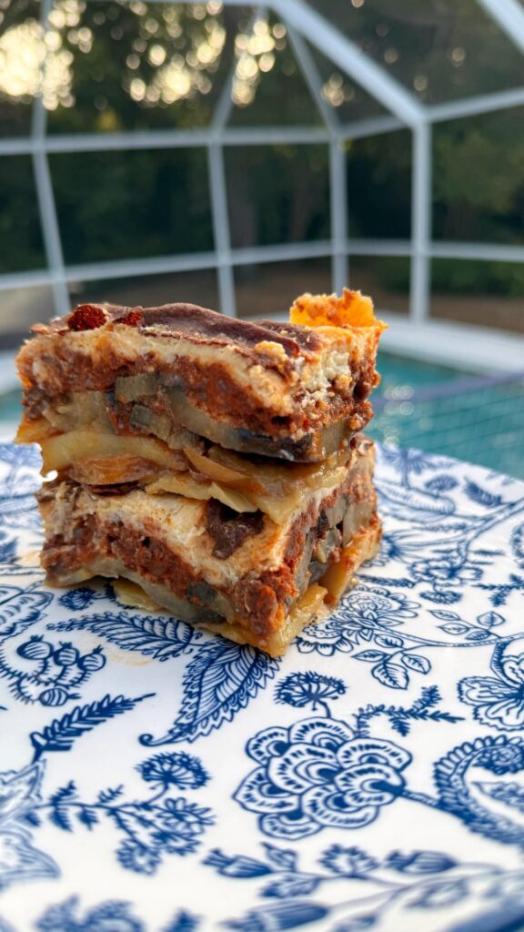 I’m not Greek, but I made my hungry Teens a Moussaka and a Roasted Lamb leg for Christmas Dinner! They loved it and we hope everyone had a Wonderful day!