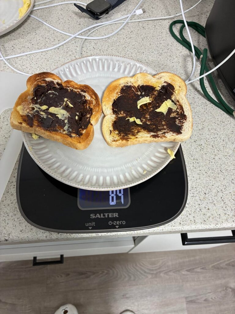 17g Vegemite per slice. I’m speedrunning salt poisoning but any less is a bland food crime