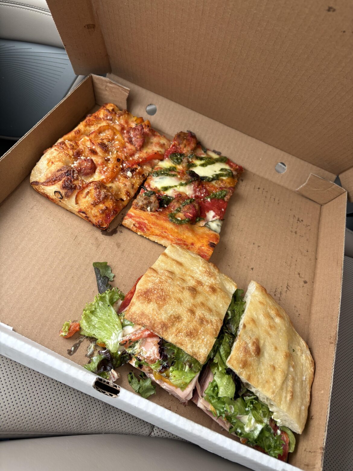 Marks Pizza [Meatball slice, Sausage & Peppers, "The Big One"]