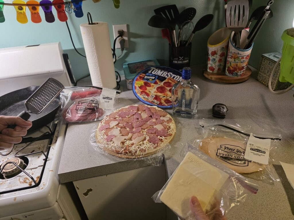 Tombstone pizza with additional ingredients