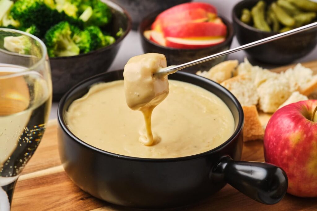Fondue with Vegan Gruyère Cheese