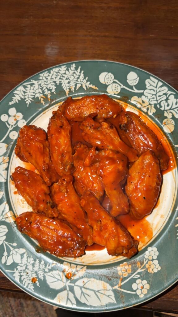 Air fried Franks and Sweet Baby Ray’s Sweet & Spicy BBQ sauce