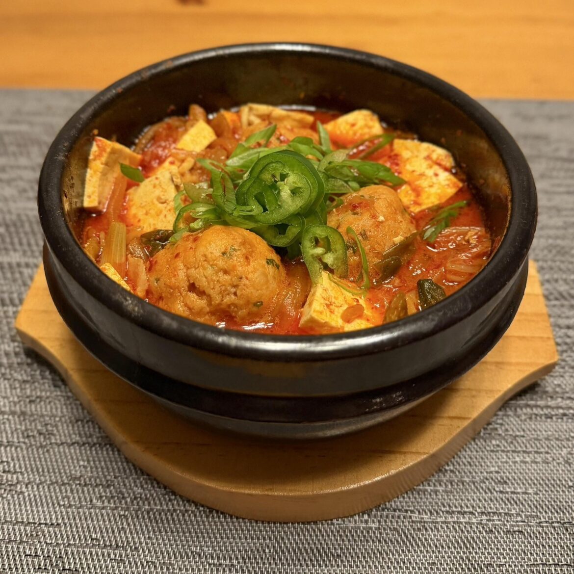 Fusion: matzo ball kimchi jjigae