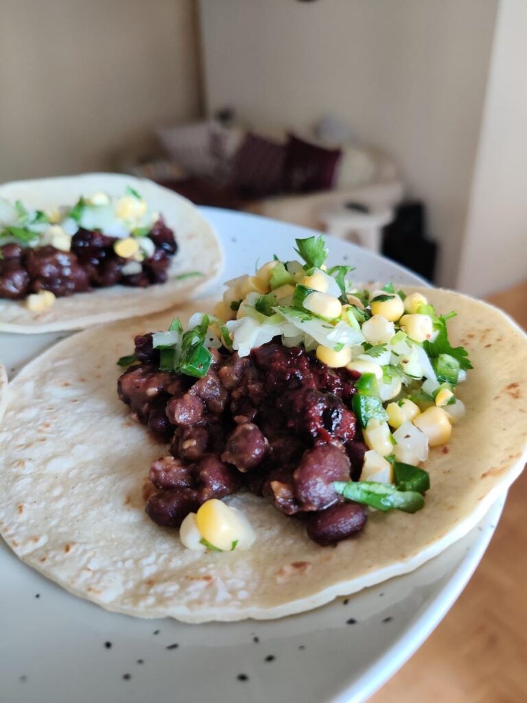Bean & Corn Tacos with Cranberry - Habanero Chutney 🌮