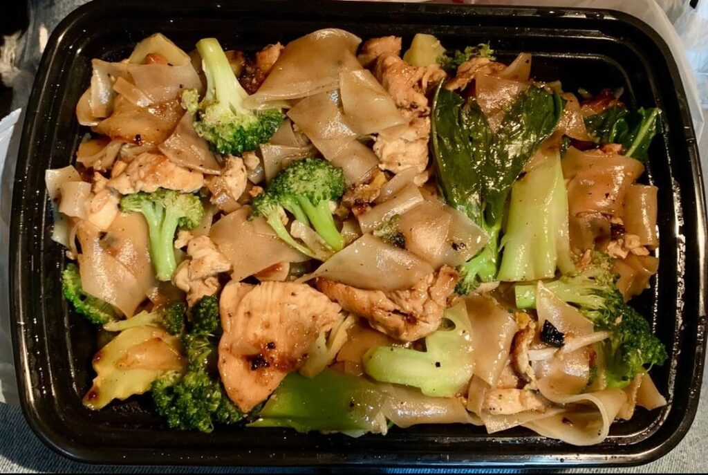 Pad see ew and a micro scoop of ice cream