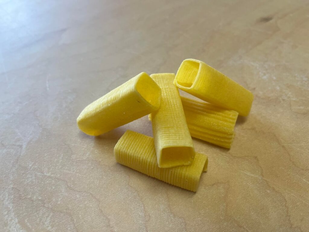 Rigatoni Quadri with a lemon sauce and toasted breadcrumbs