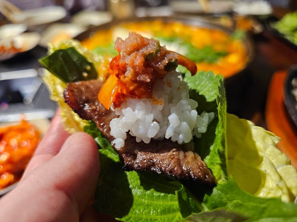 Korean BBQ. Make your own wrap. 청기와 Chung Kiwa.