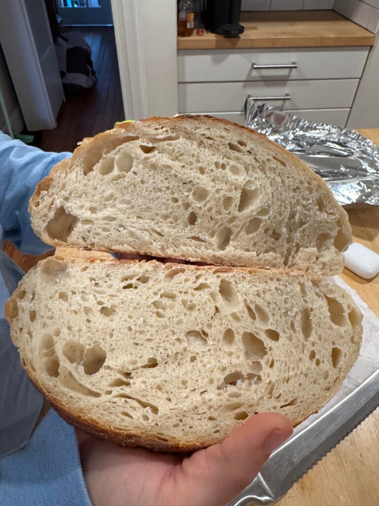 First LOAF with new starter that’s tripling!
