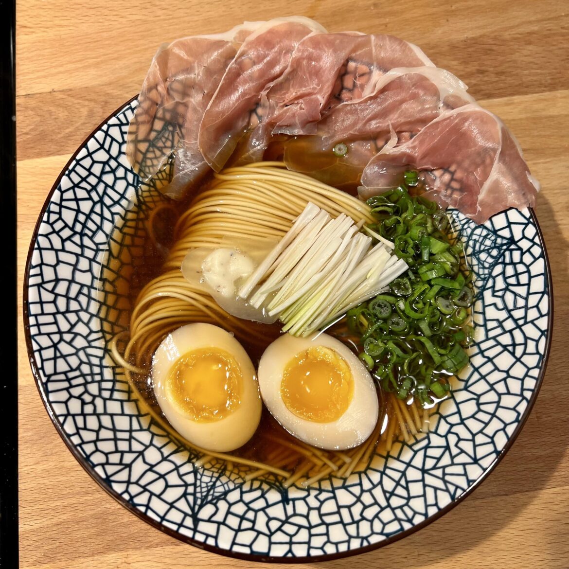 Shoyu with western flair. Serrano ham and French truffle butter