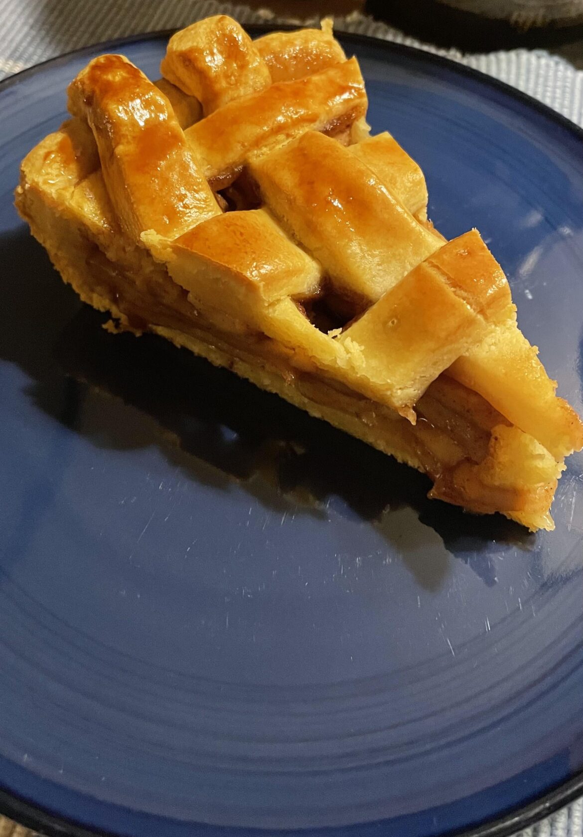 First attempt at baking a lattice apple pie. Any tips for improving the crust next time?