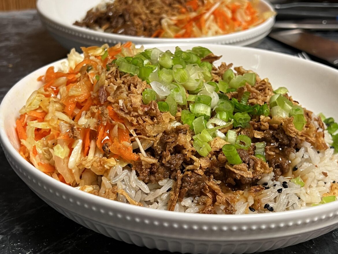 Beef Spring Roll-Inspired Rice Bowls - soooo good