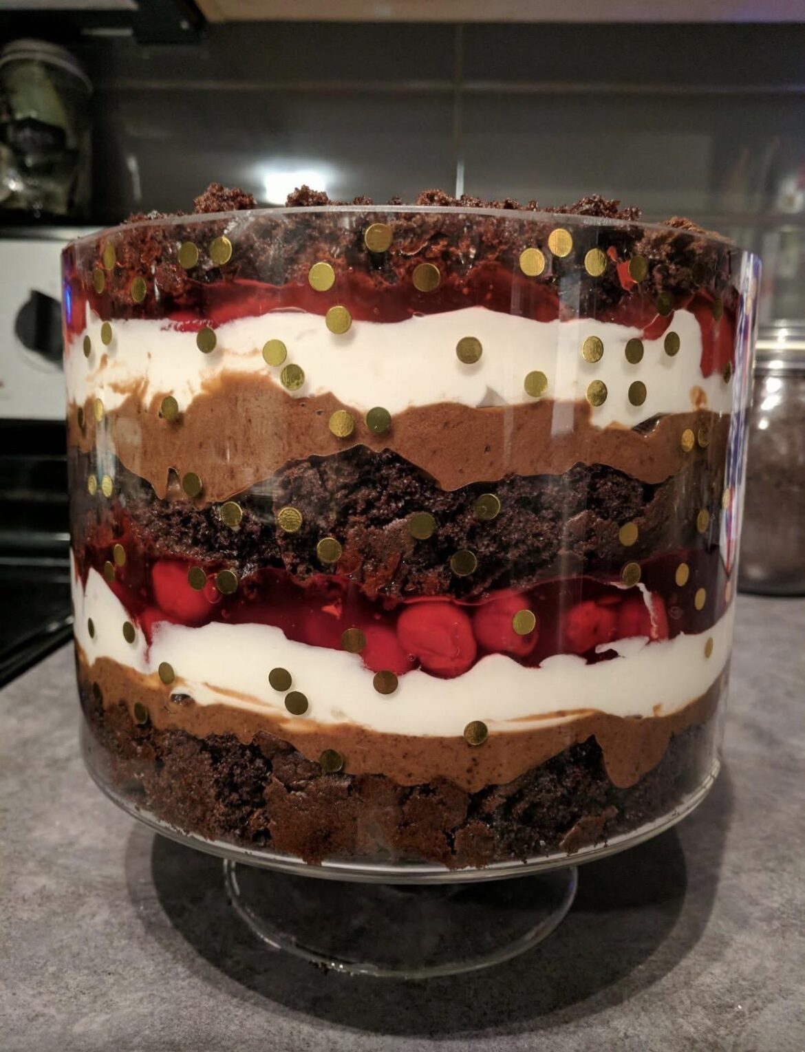 The trifle i'm bringing to dinner tomorrow! It's a "deconstructed" black forest cake hehe