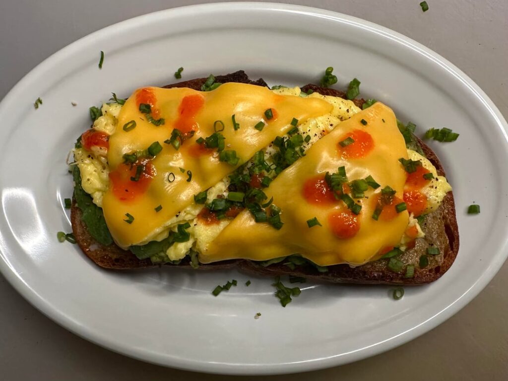Avocado toast and eggs