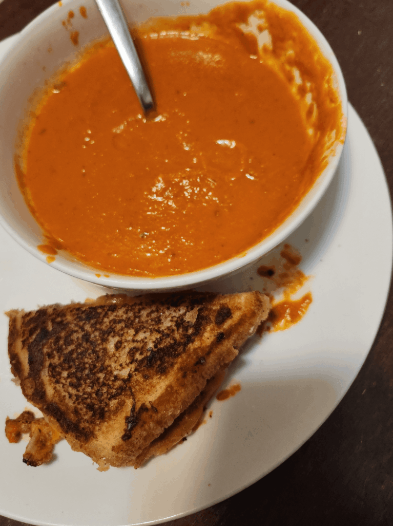 Patty melt and tomato bisque