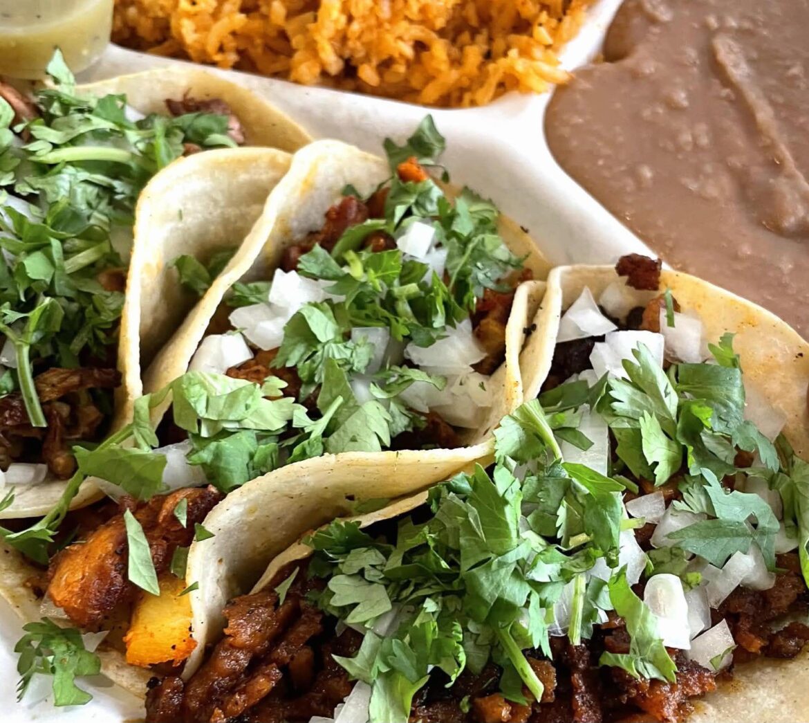 Combo Taco Platter at Rojo's Mexican Food, Seattle. Not just the best vegan tacos in Seattle, but possibly the best vegan tacos in the world