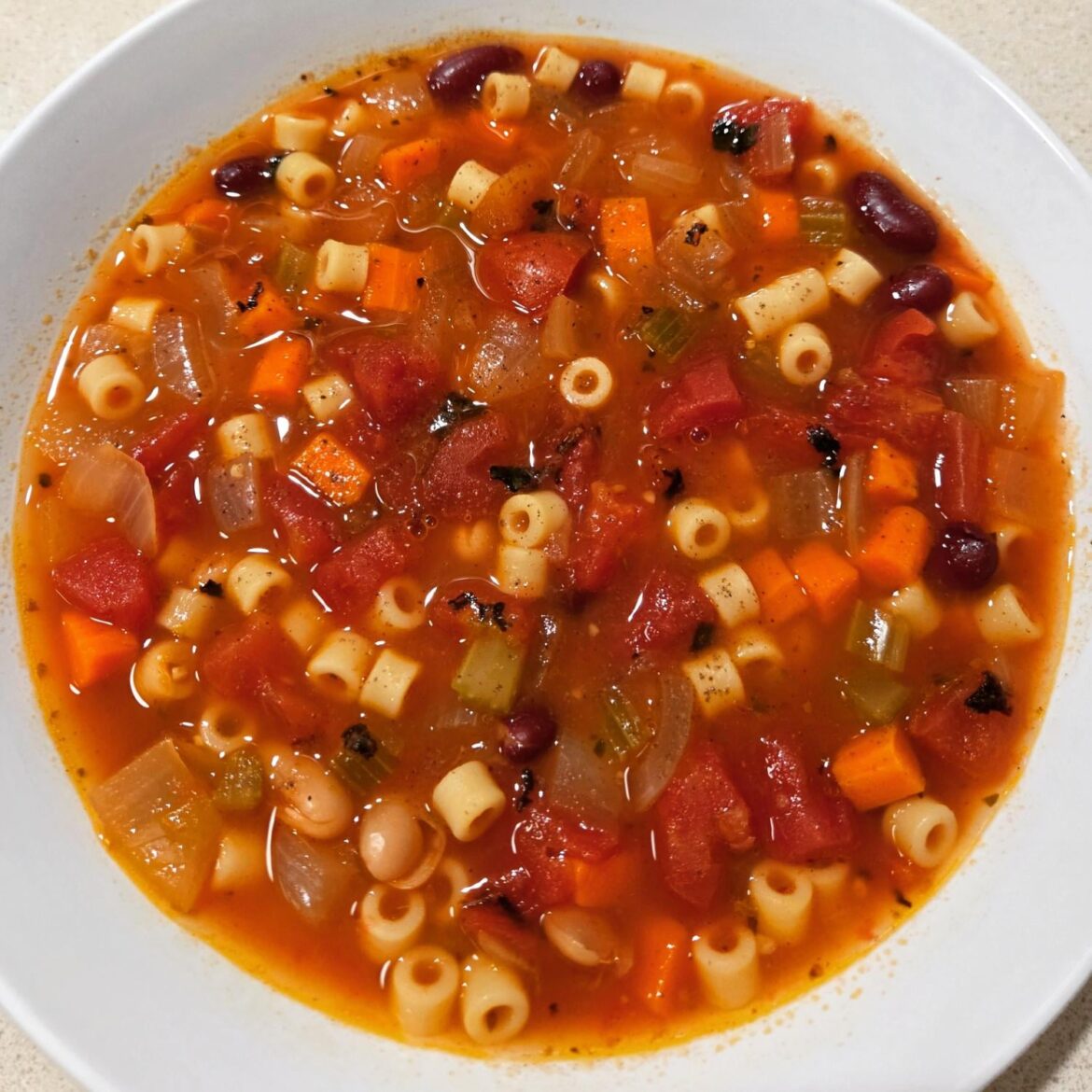 Pasta Fagioli. Cold and rainy calls for comfort.