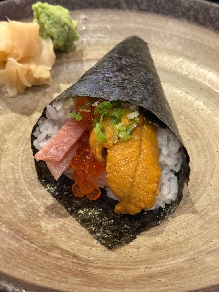 Uni, Toro & Ikura Handroll