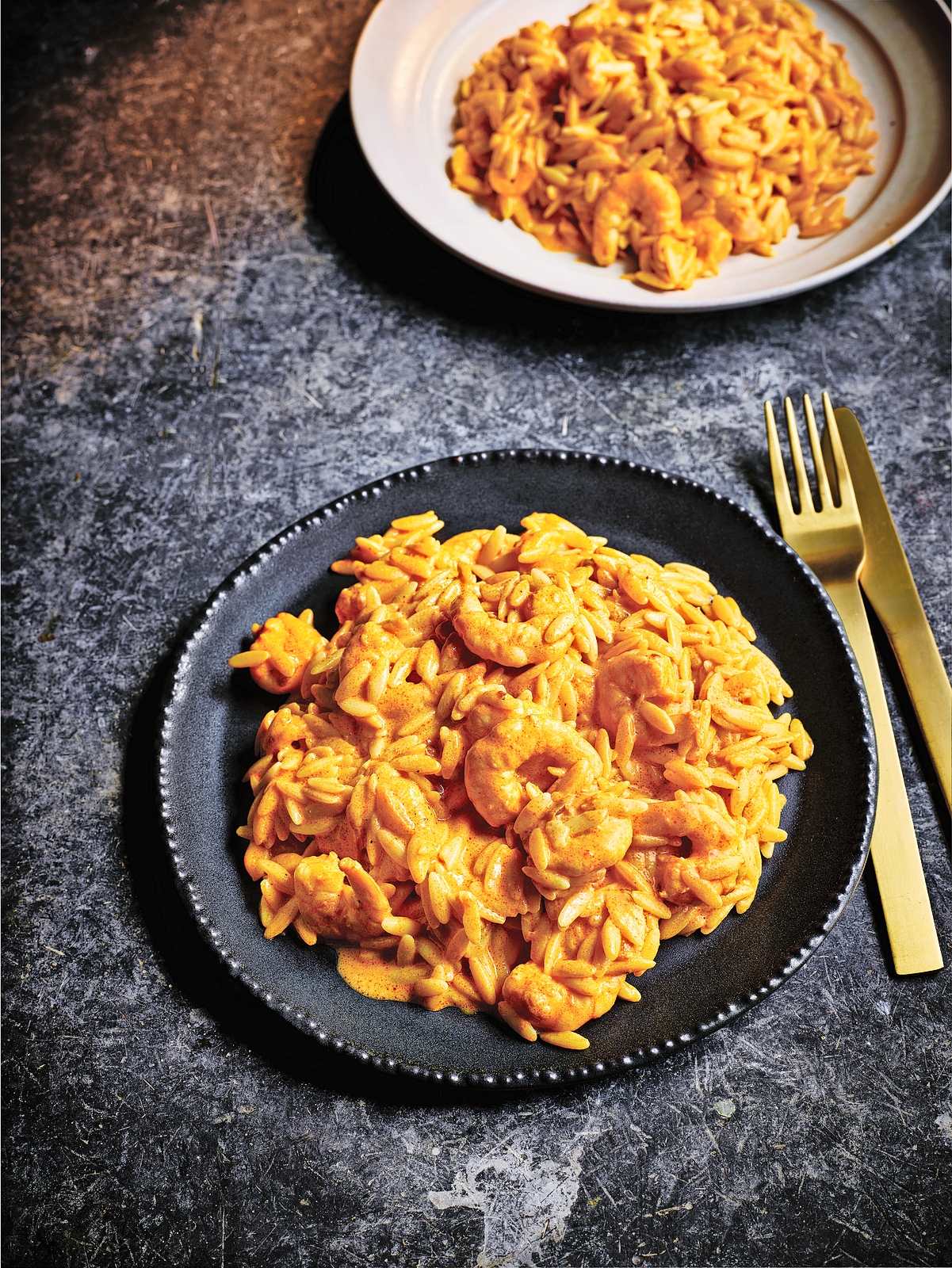 Creamy prawn orzo.