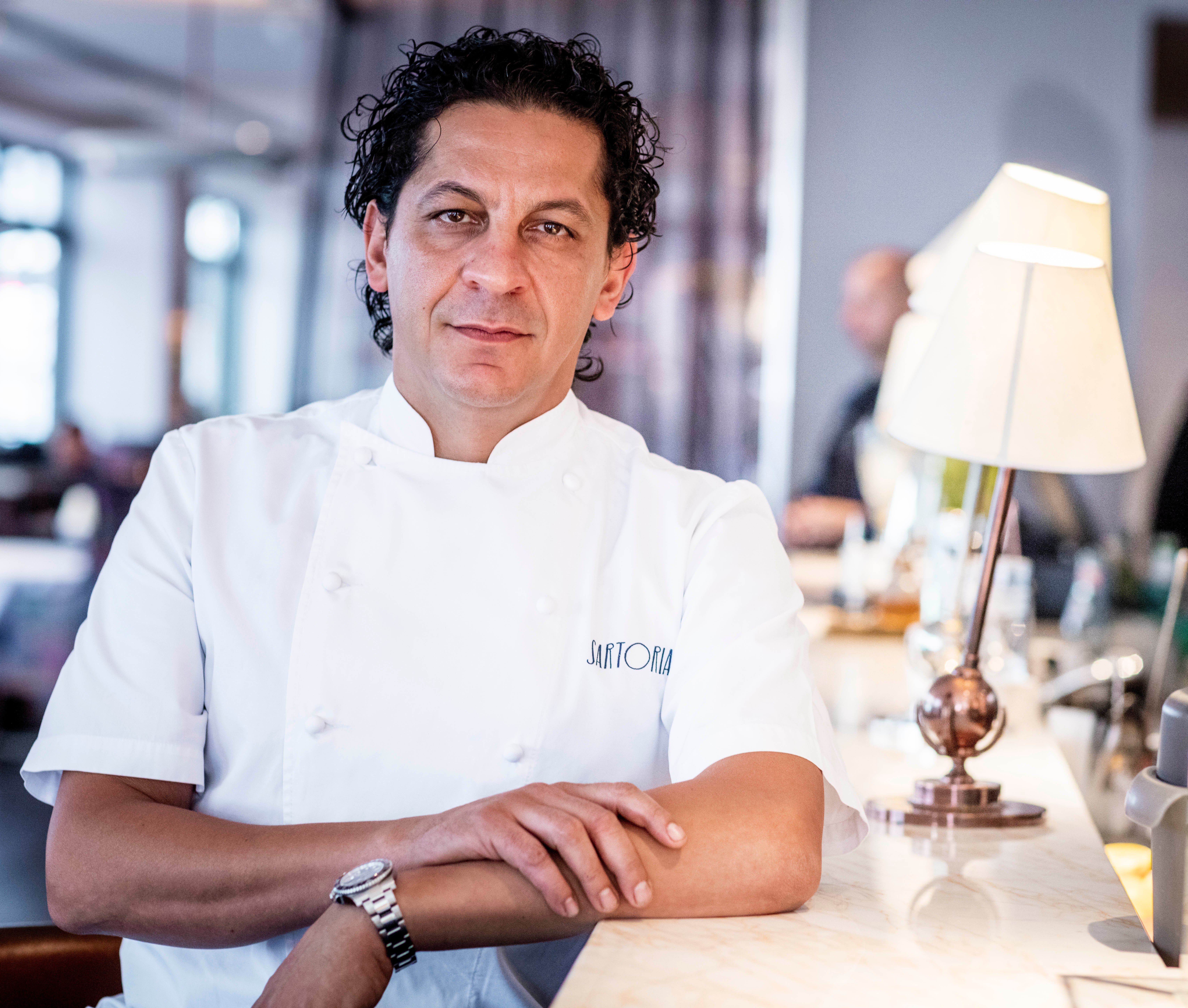 Portrait of Francesco Mazzei in a chef's jacket.