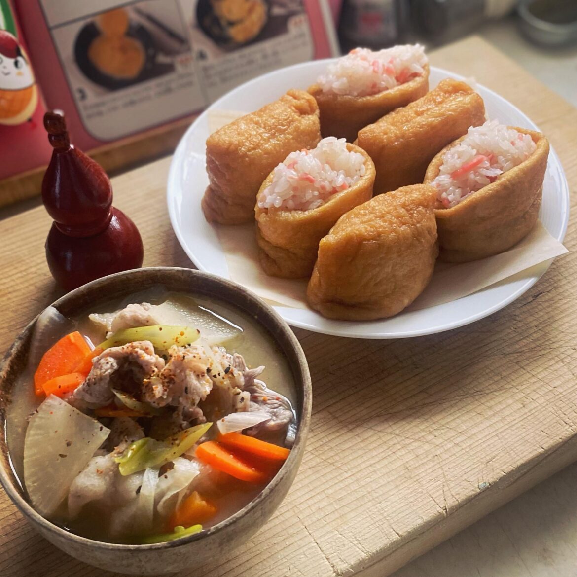Oinari-san and buta-jiru for lunch