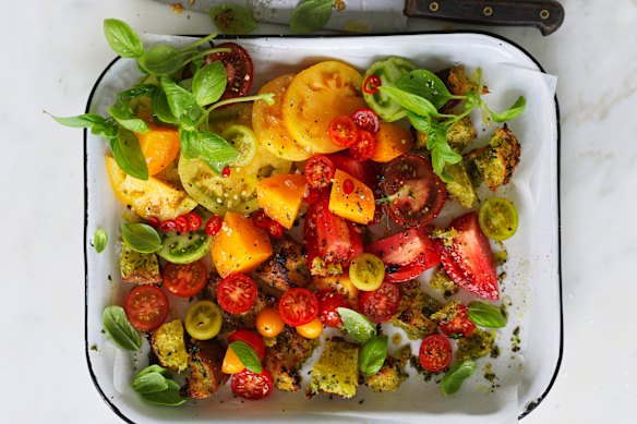 Use the juices to dress this heirloom tomato and bread salad.