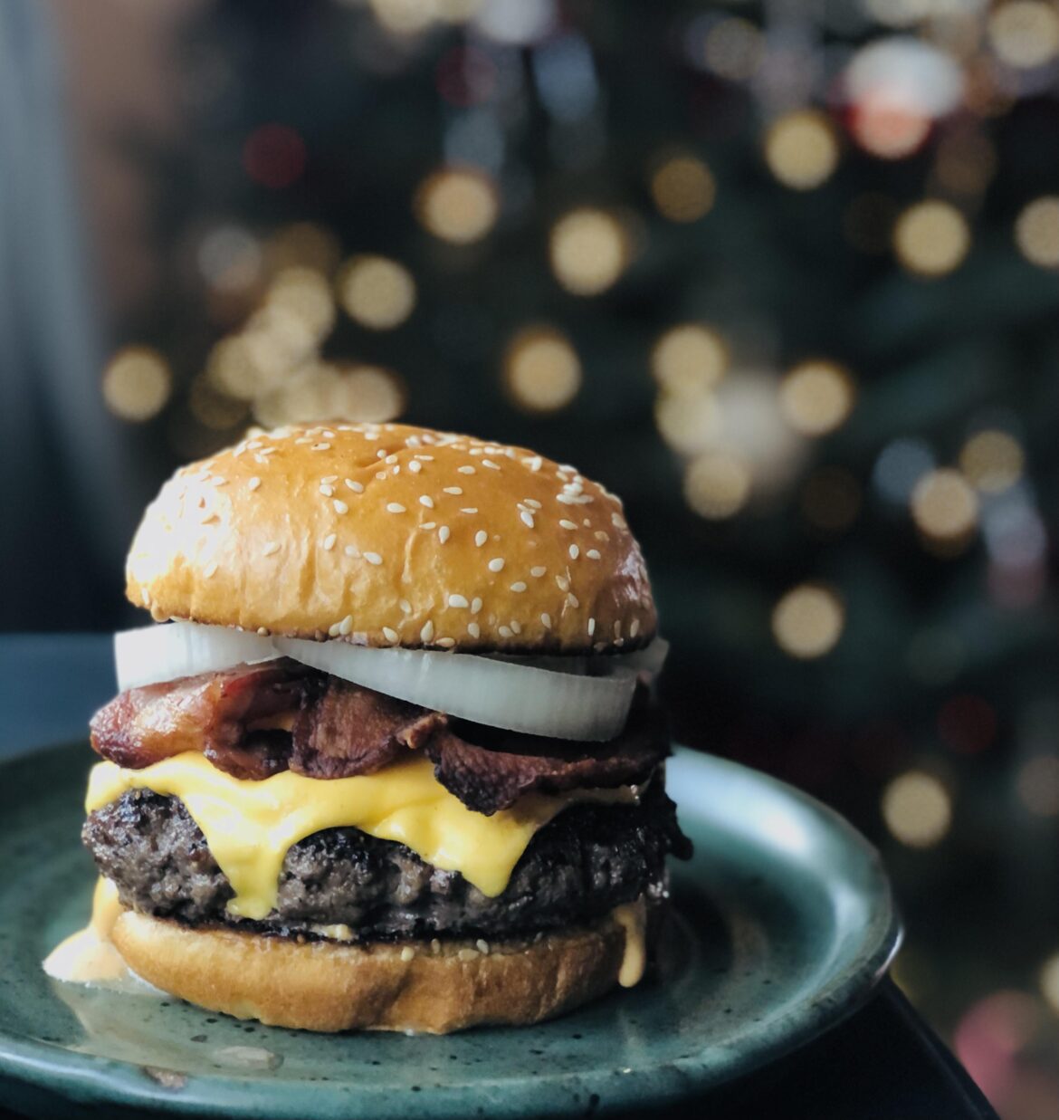 Peter Luger inspired venison cheeseburger on X-Mas eve