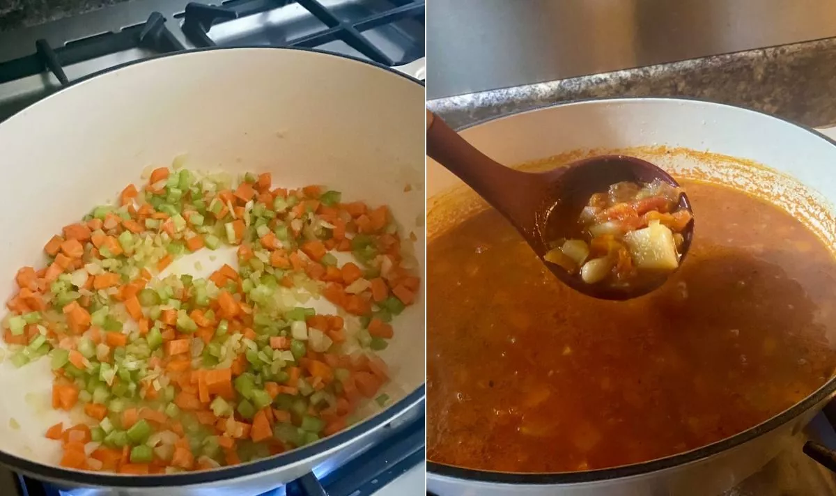 Cooking minestrone soup