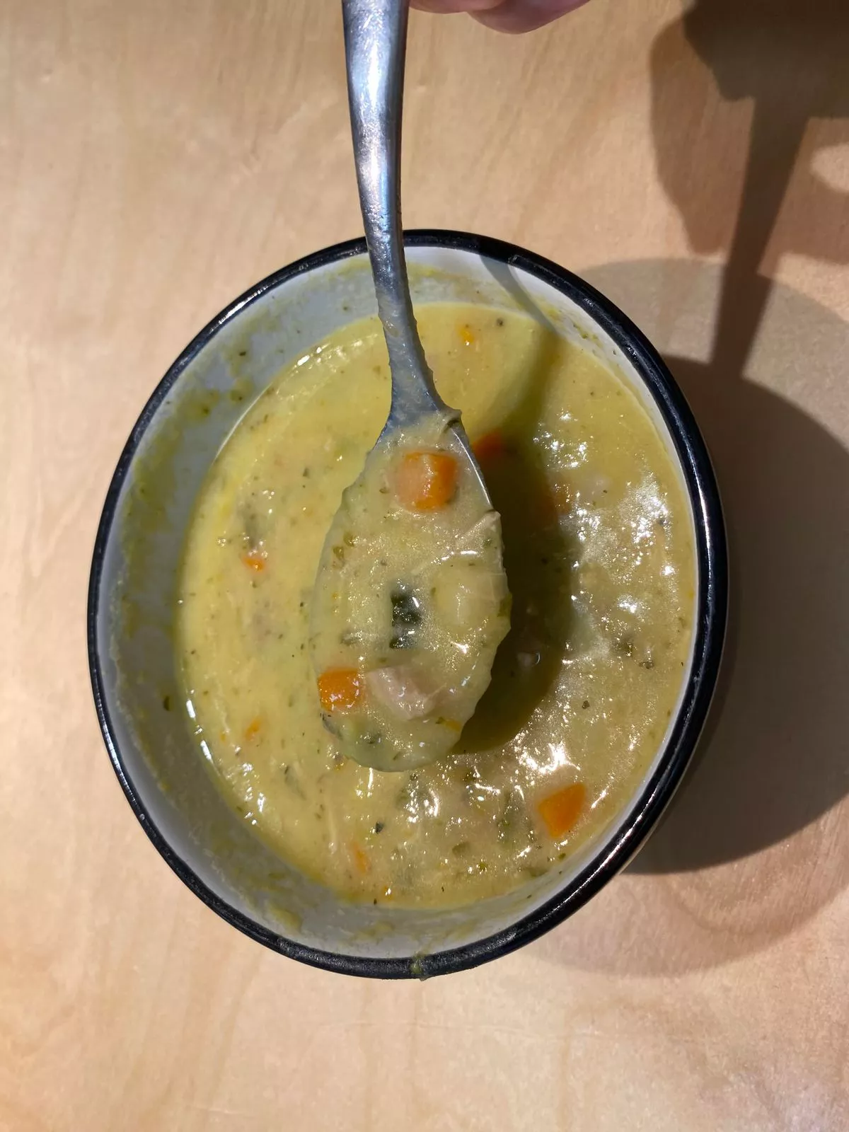 A bowl of Aldi chicken soup
