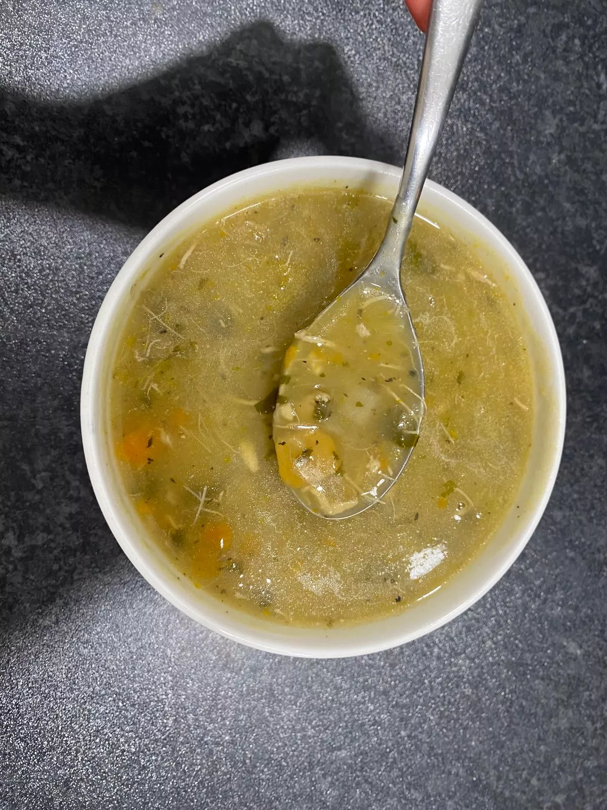 A bowl of Sainsbury's chicken soup