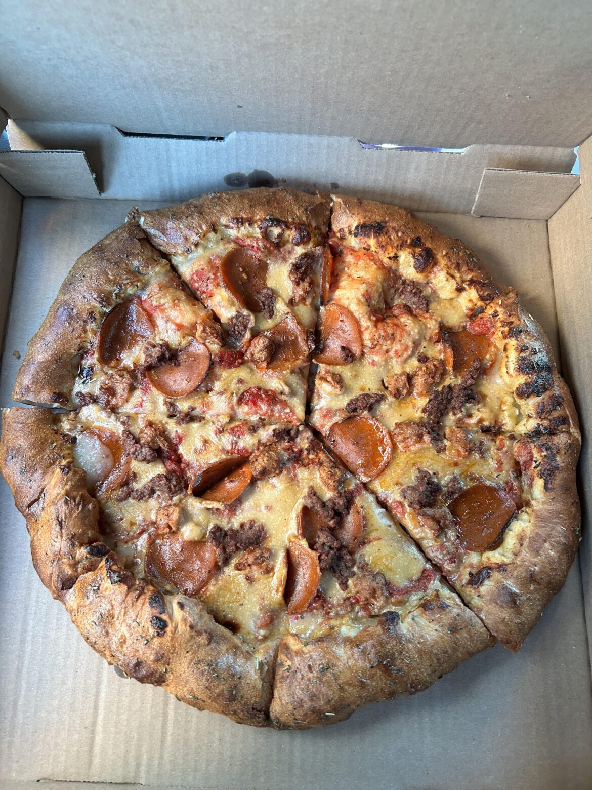 The “Meathead” pizza- Meek’s Vegan Pizza in Houston