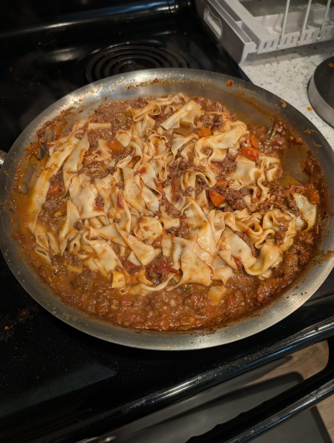 My first homemade tagliatelle al ragù